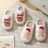 Men’s Cartoon Santa Claus Slippers – Cozy Furry Holiday Home Shoes